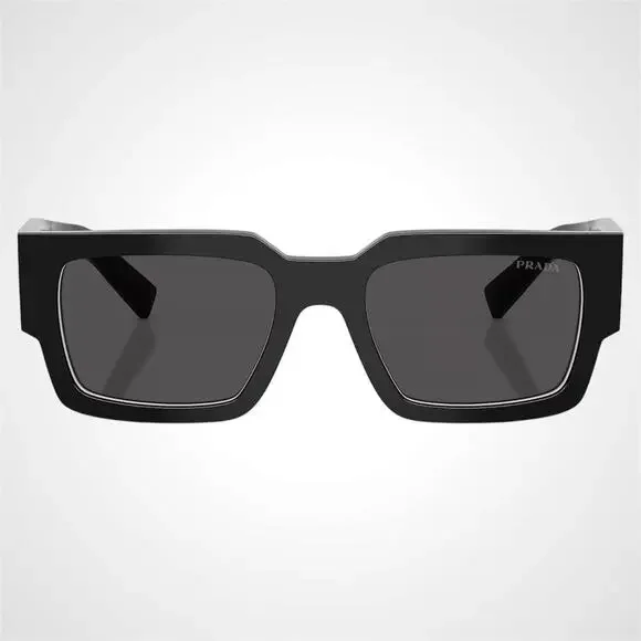 NEW PRADA Sunglasses Black & Talc Rectangle Square Mens 54mm Prada